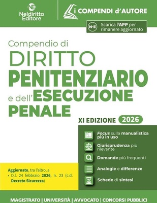 Compendio di diritto penitenziario e dell'esecuzione penale 2026 aggiornato al Decreto sicurezza