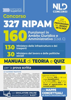 Concorso 327 Ripam 160 funzionari in ambito giuridico e amministrativo (Cod. C). 130 Ministero delle infrastrutture e dei trasporti.
