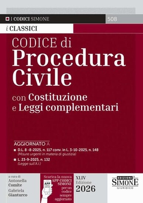 Codice di procedura civile con Costituzione e leggi complementari. Nuova ediz. Con app Codici Simone