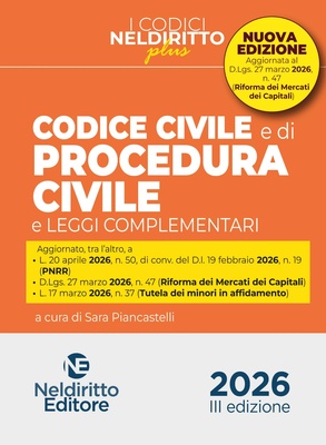 Codice civile e di procedura civile plus aprile 2026 aggiornato al mercato dei capitali