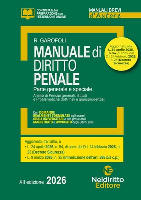 Manuale breve di diritto penale 2026. Aggiornato al Decreto Sicurezza