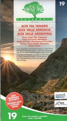 Carta n. 19. Alta Valle Tanaro, Alta Valle Arroscia, Alta valle Argentina. Carta dei sentieri e stradale 1:25.000