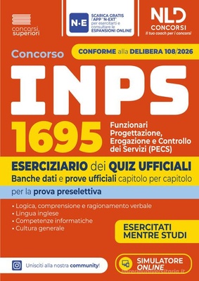 Concorso INPS 2026 1695 Funzionari PECS. Eserciziario dei quiz ufficiali Banche dati e prove ufficiali per la prova preselettiva.